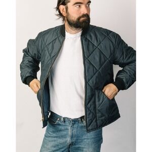 Dickson Industries Quilted Jacket Sz Large Lightweight Mechanic Made USA Blue